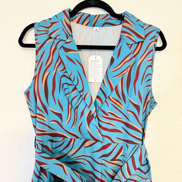 Teal Tiger Print Dress - Picture 5 of 9